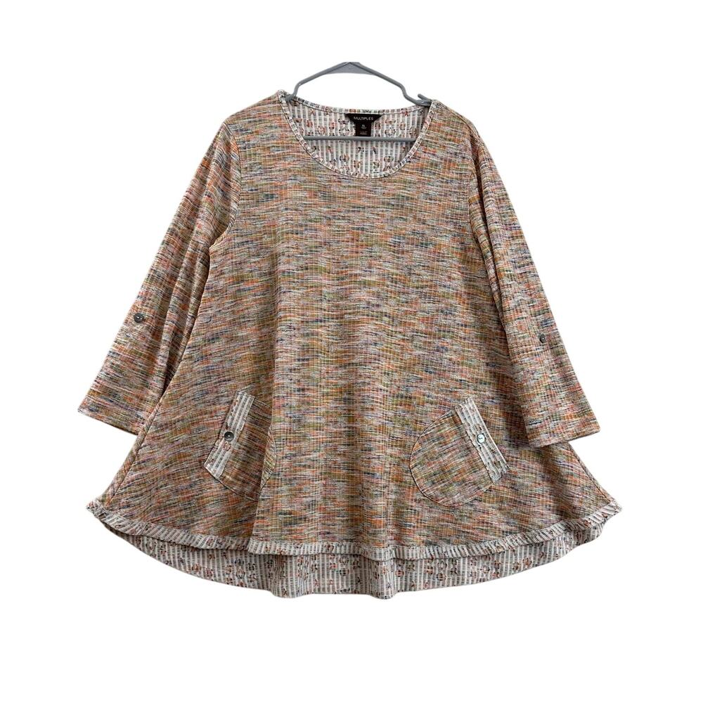 Multiples Flowy Pocket A-Line Tunic Top XL Earthy Classy